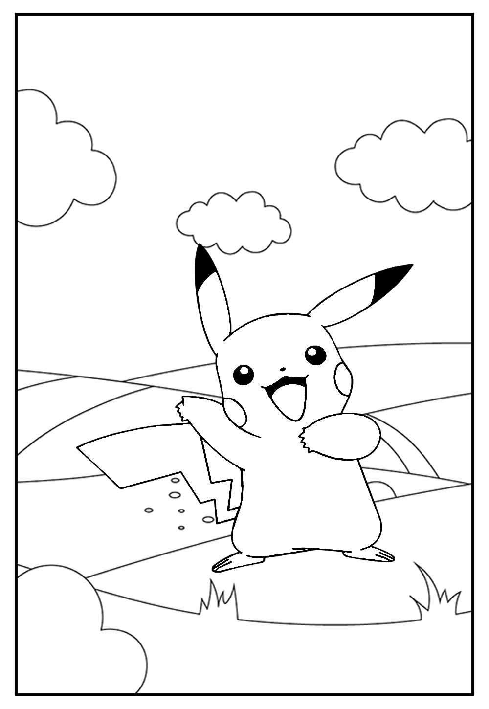 Desenho de Pikachu para pintar