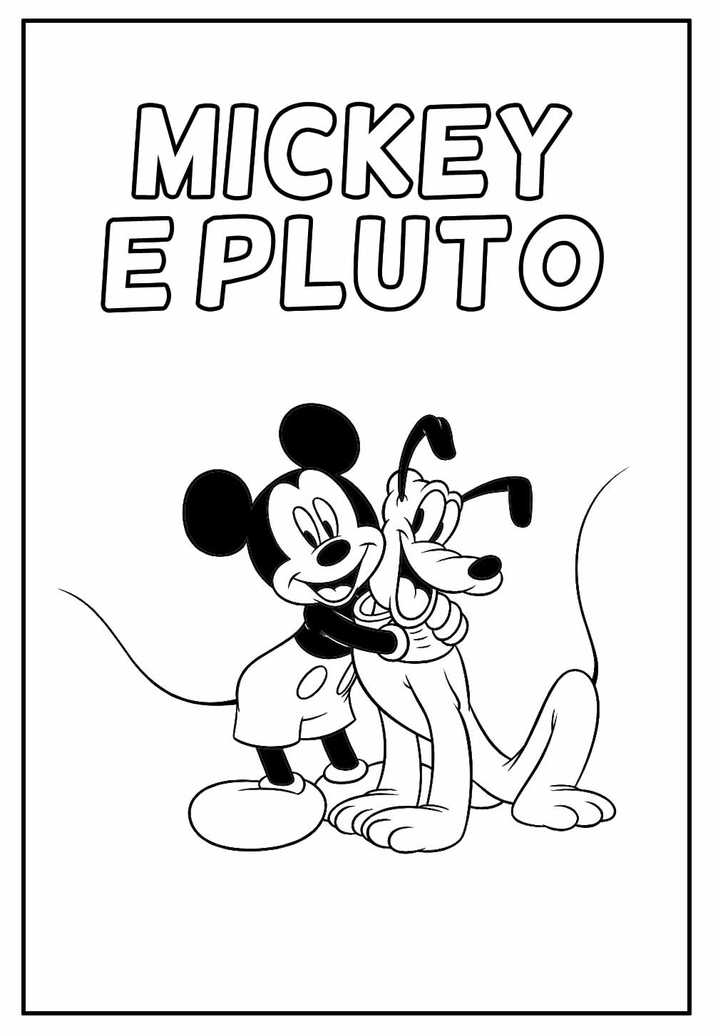 Desenho de Mickey e Pluto para colorir
