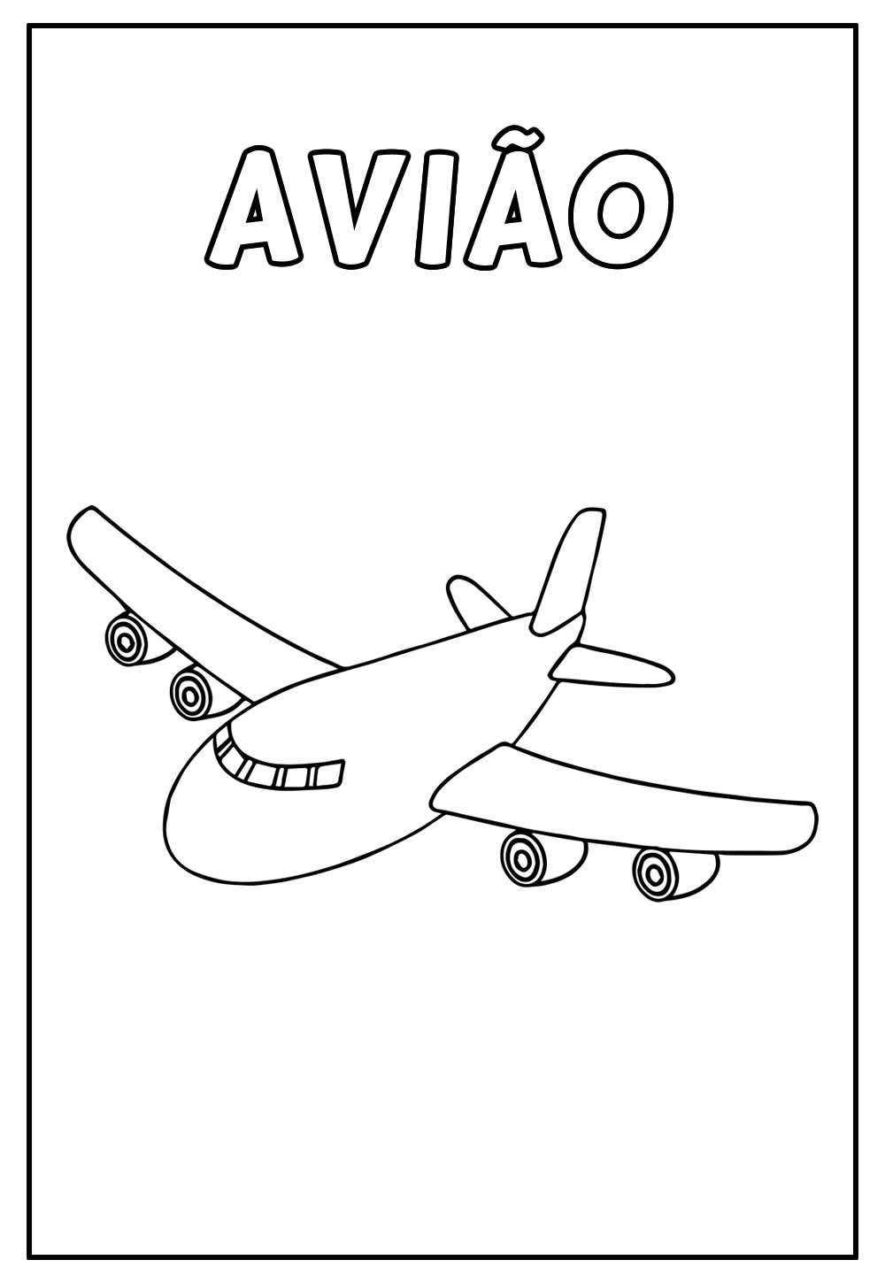 Desenho Educativo de Avião para colorir