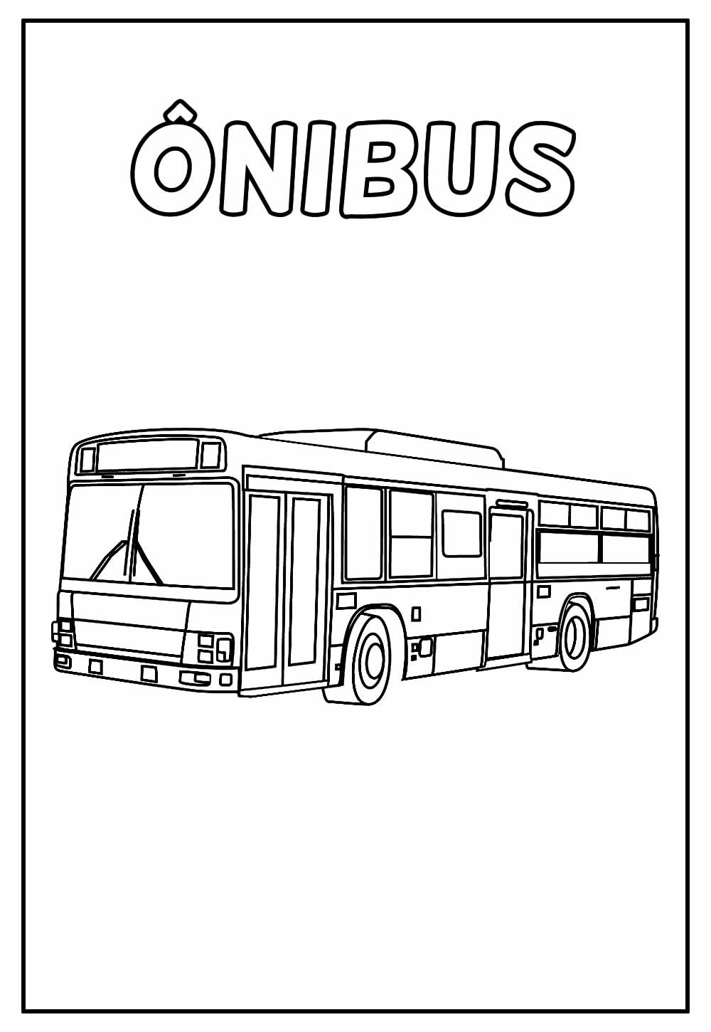 Desenho Educativo de Ônibus para colorir