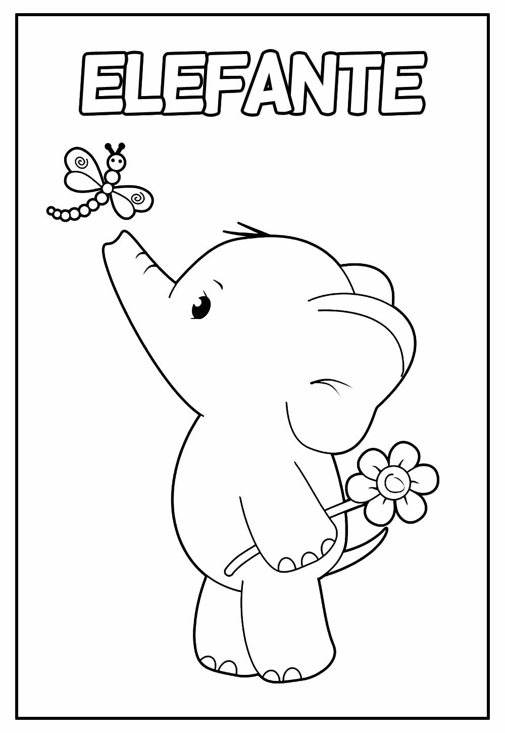 Desenho Educativo de Elefante para colorir