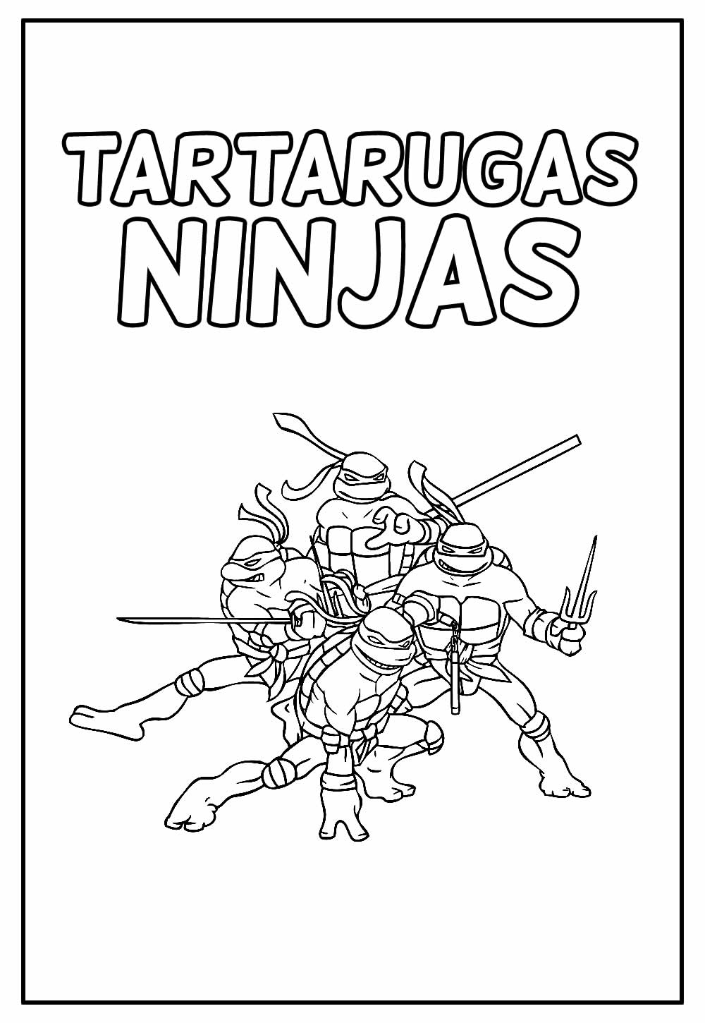 Desenho das Tartarugas Ninjas para colorir