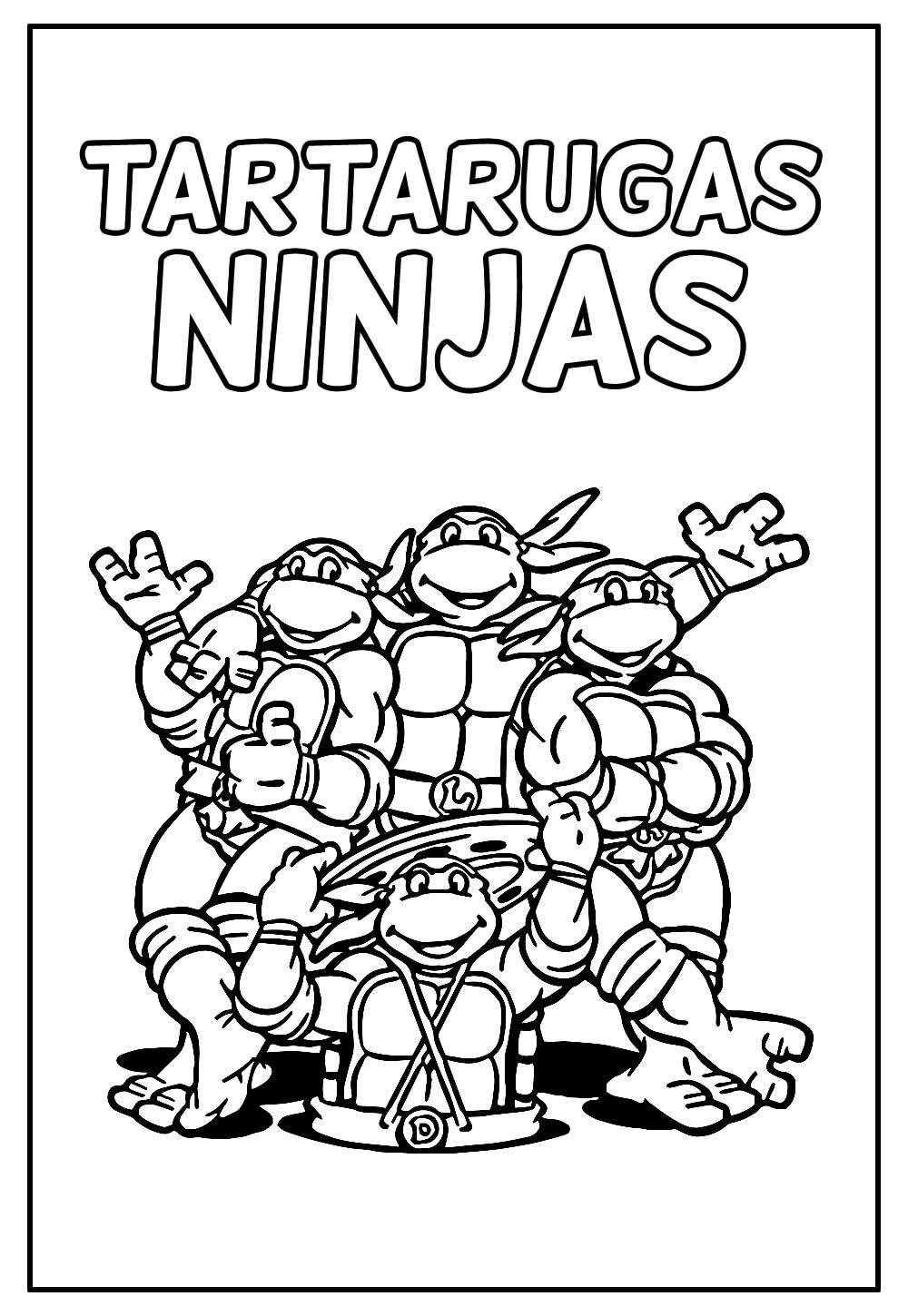 Desenho das Tartarugas Ninjas para imprimir e colorir