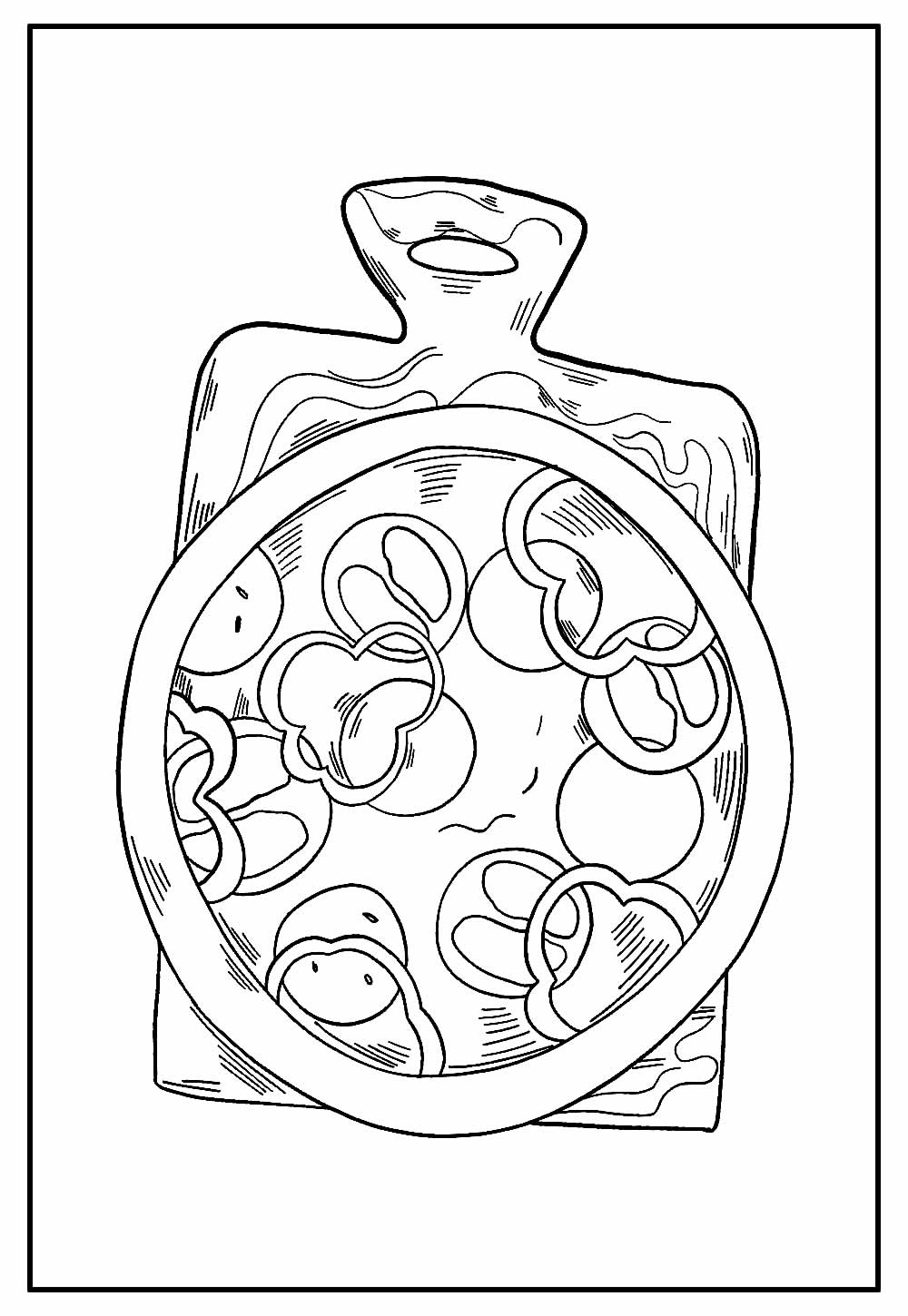 Desenho de Tábua e Pizza para colorir