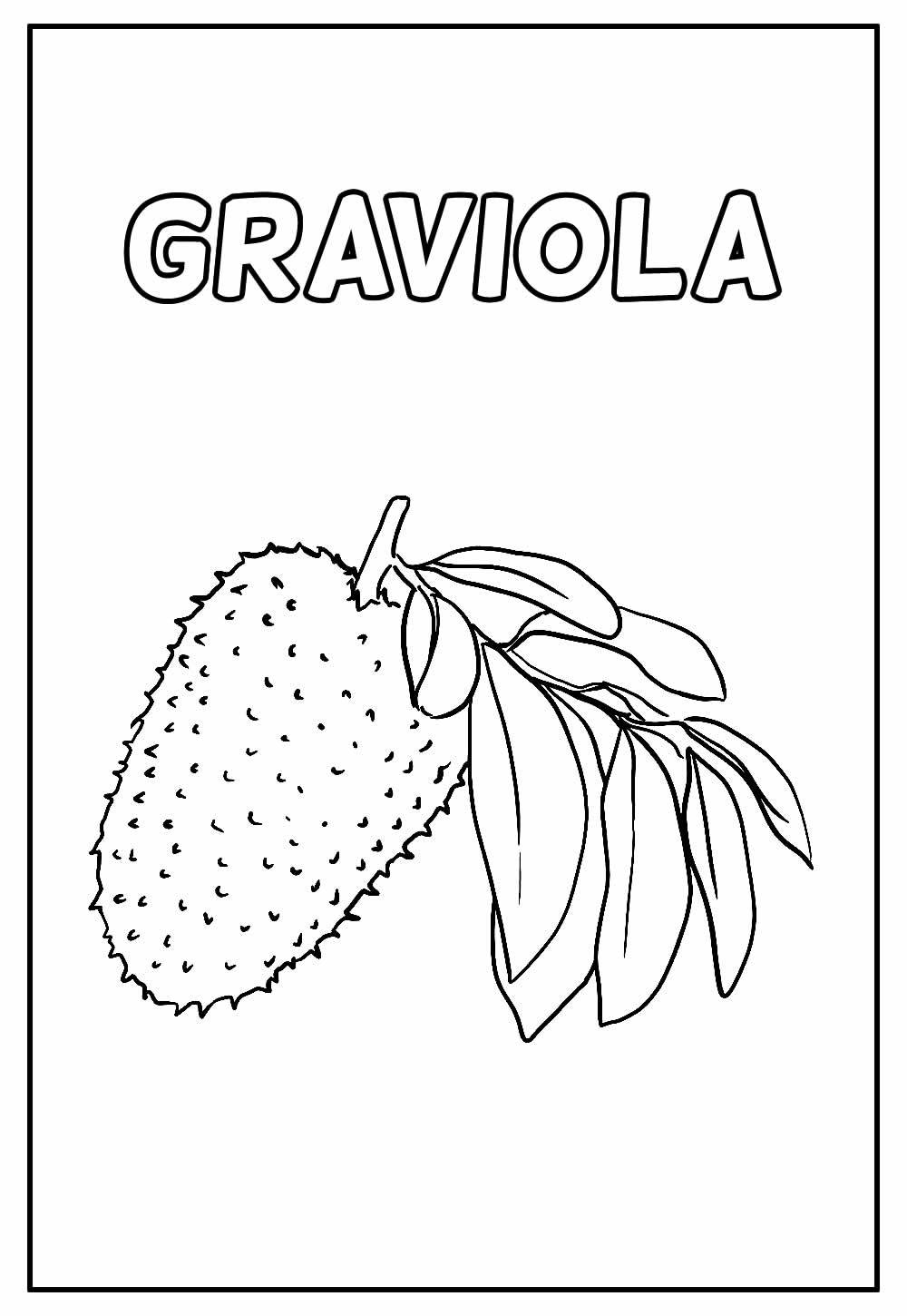 Desenho Educativo de Graviola para pintar