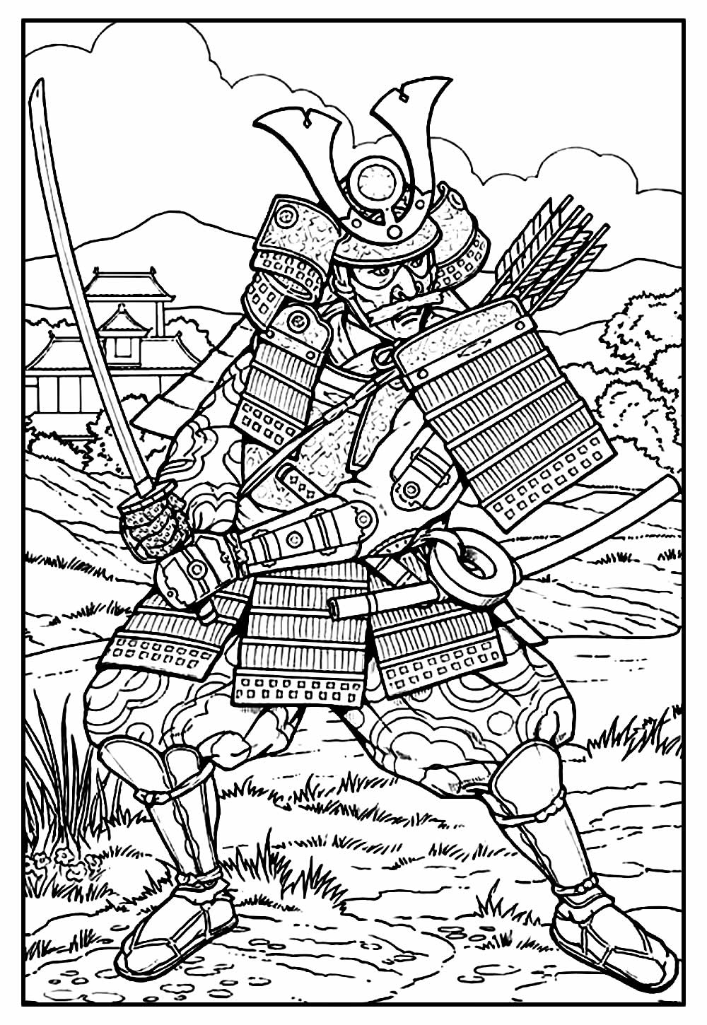 Desenho de Samurai adulto para Colorir - Colorir.com