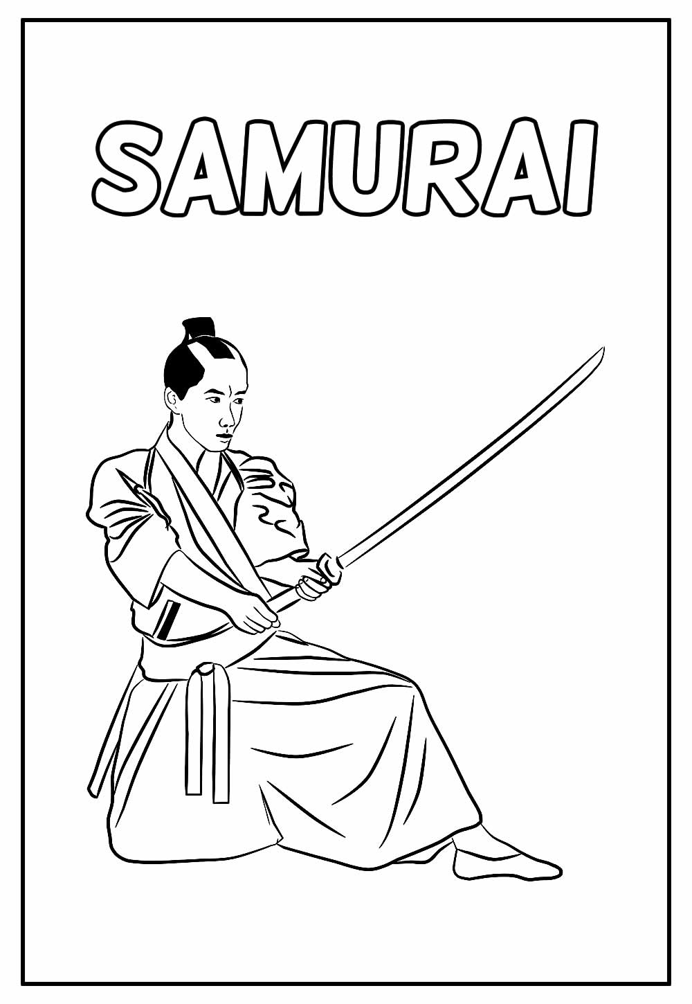 Desenho de Samurai para pintar