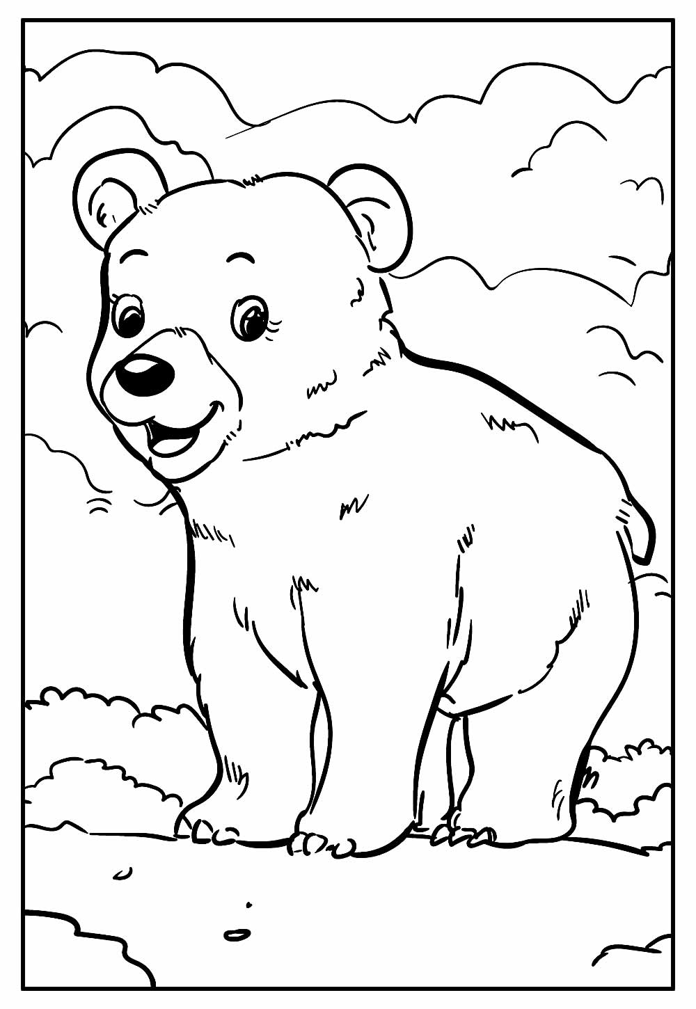 Desenho de Urso Fofo para colorir