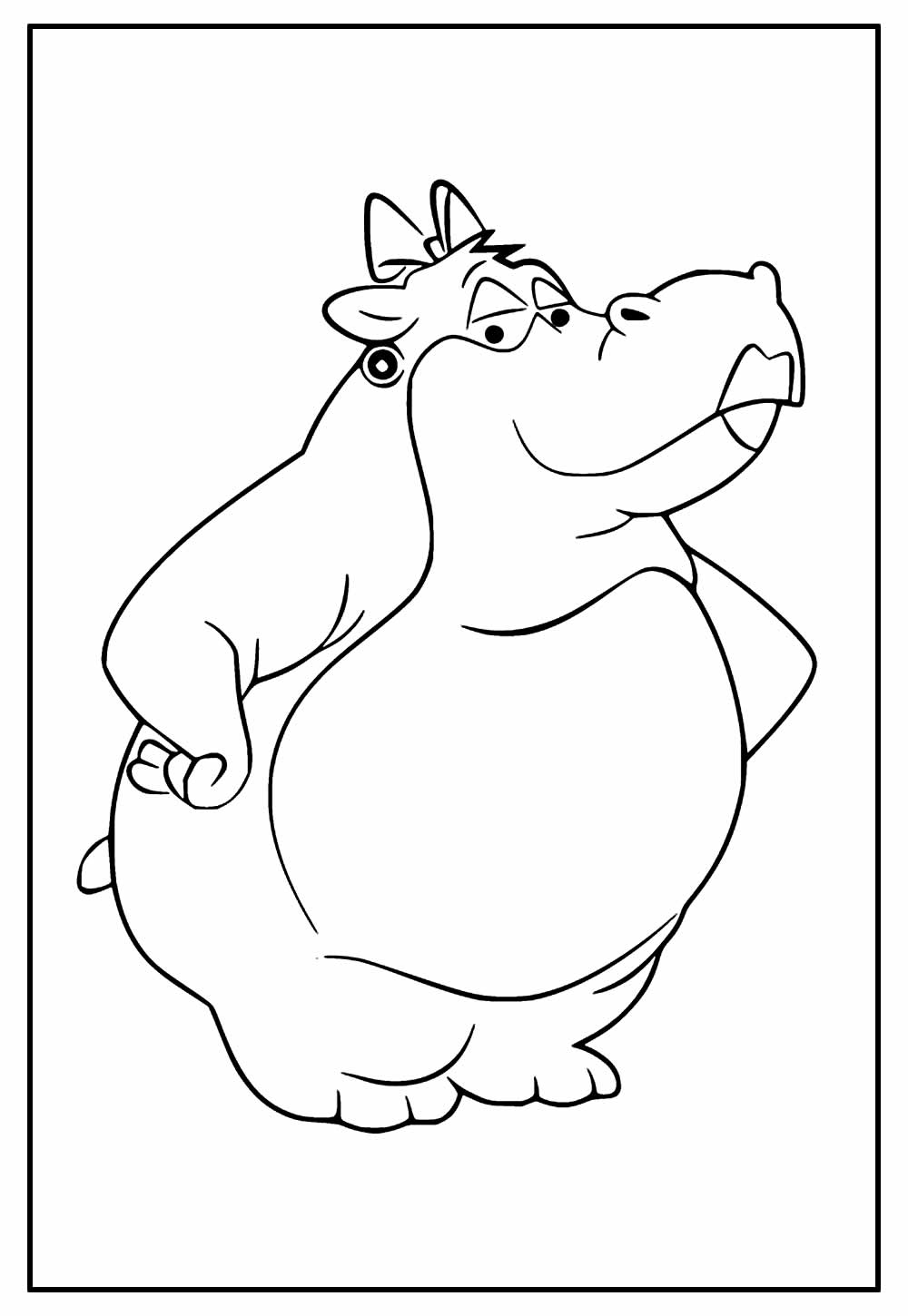 Desenho de Hipopótamo para imprimir e colorir