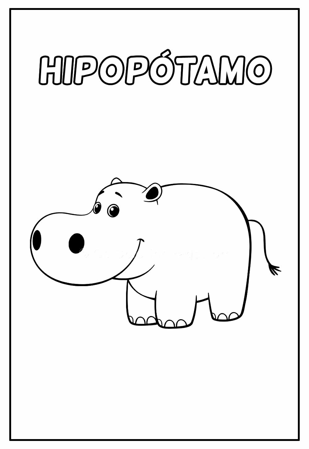 Desenho Educativo de Hipopótamo para colorir