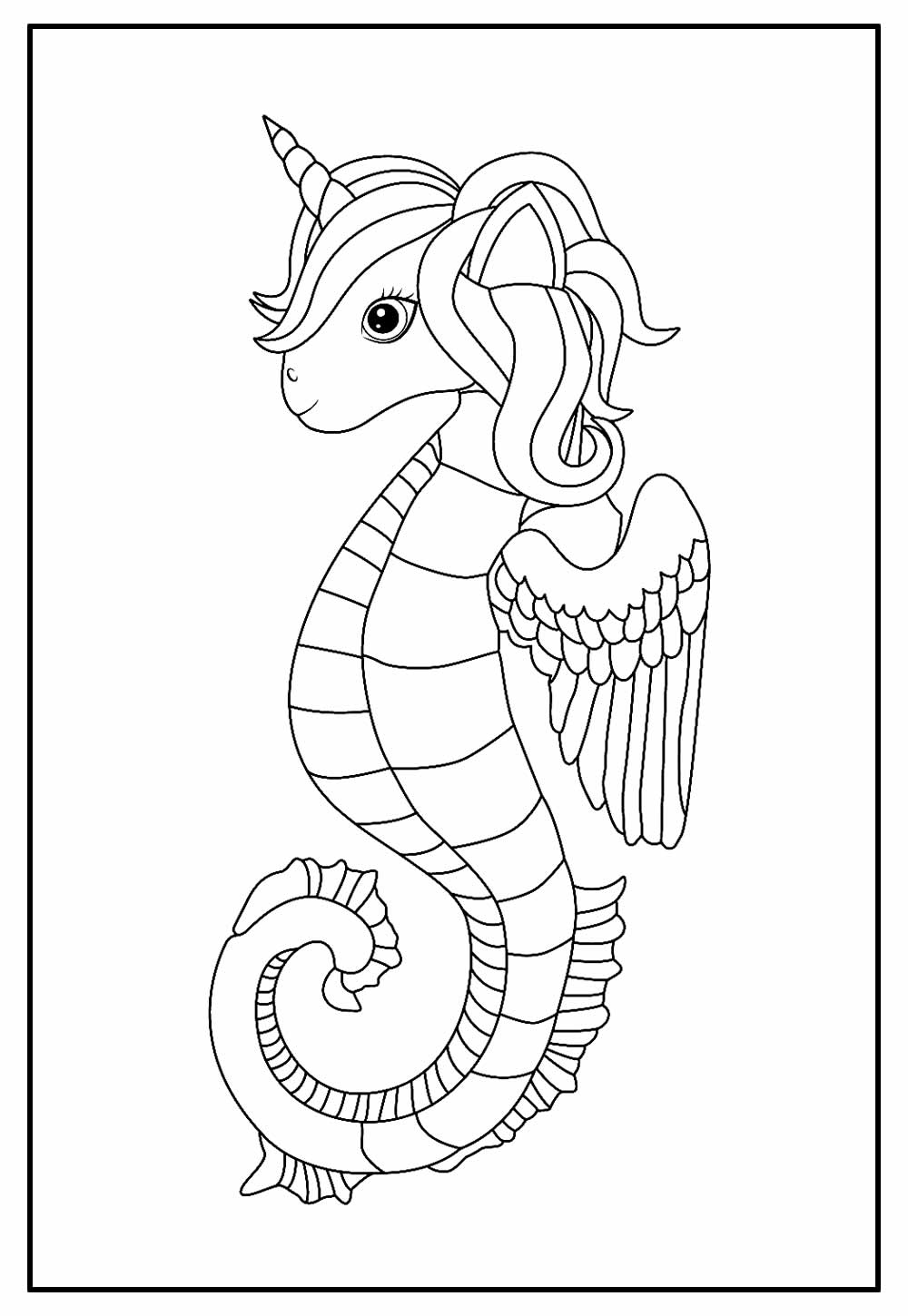 Desenho Para Colorir cavalo marinho - Imagens Grátis Para Imprimir