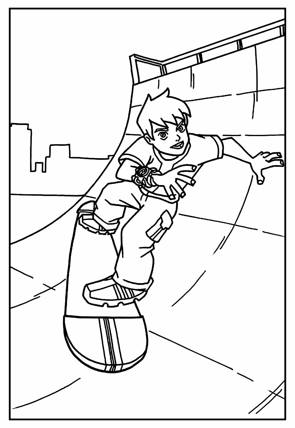 Desenho de Skate para colorir - Ben 10