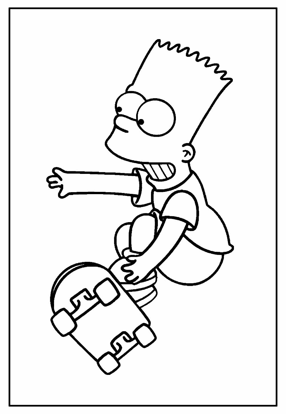 Desenho de Skate para colorir - Bart Simpson