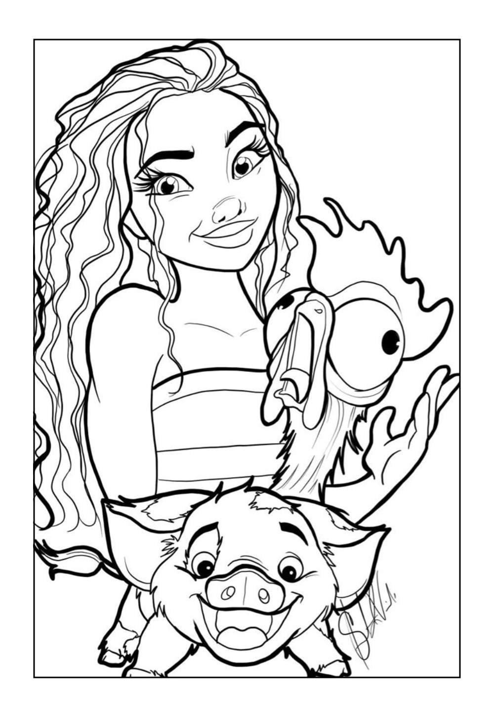 Desenho da Moana para colorir