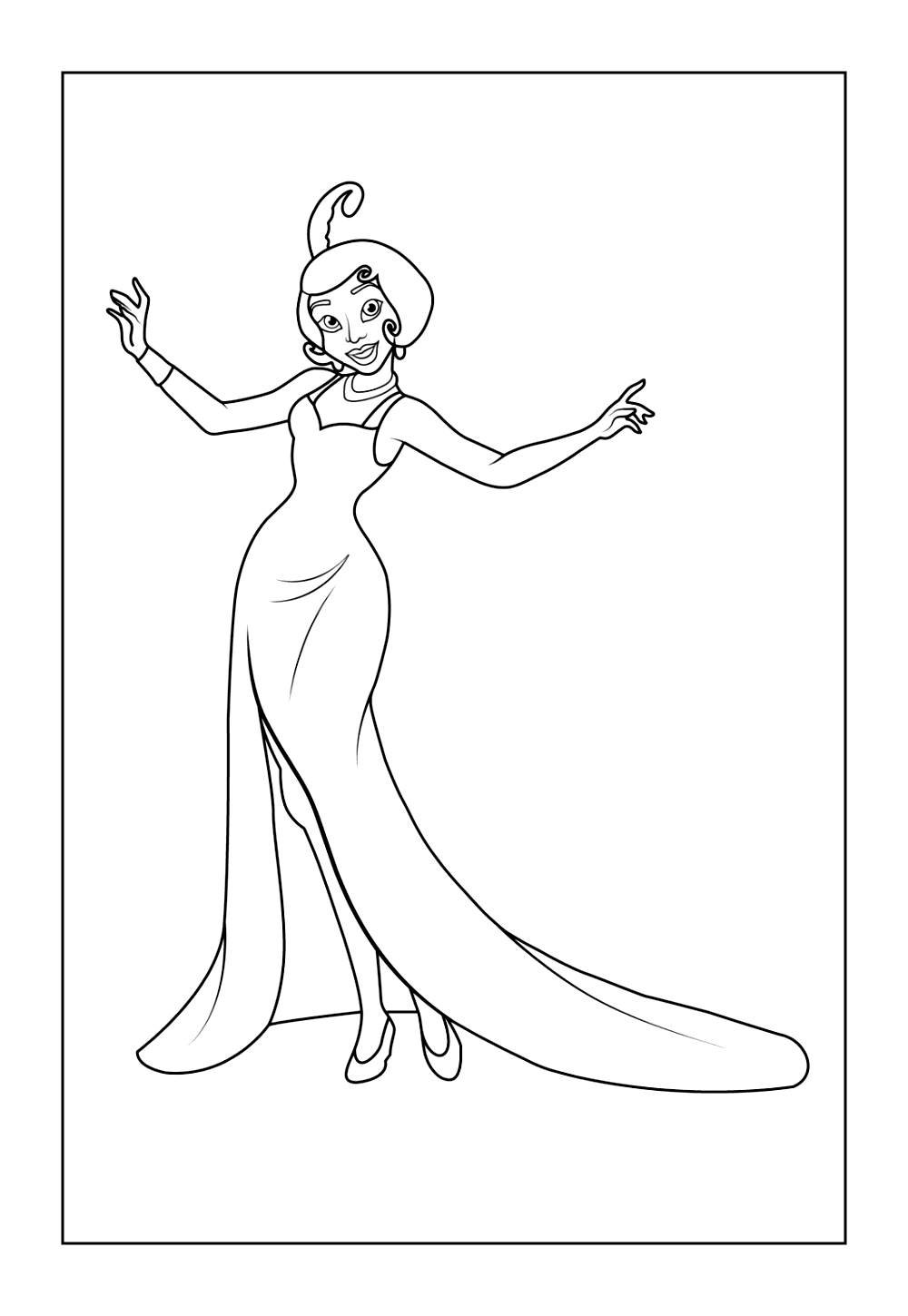 Desenhos da Princesa Tiana para pintar
