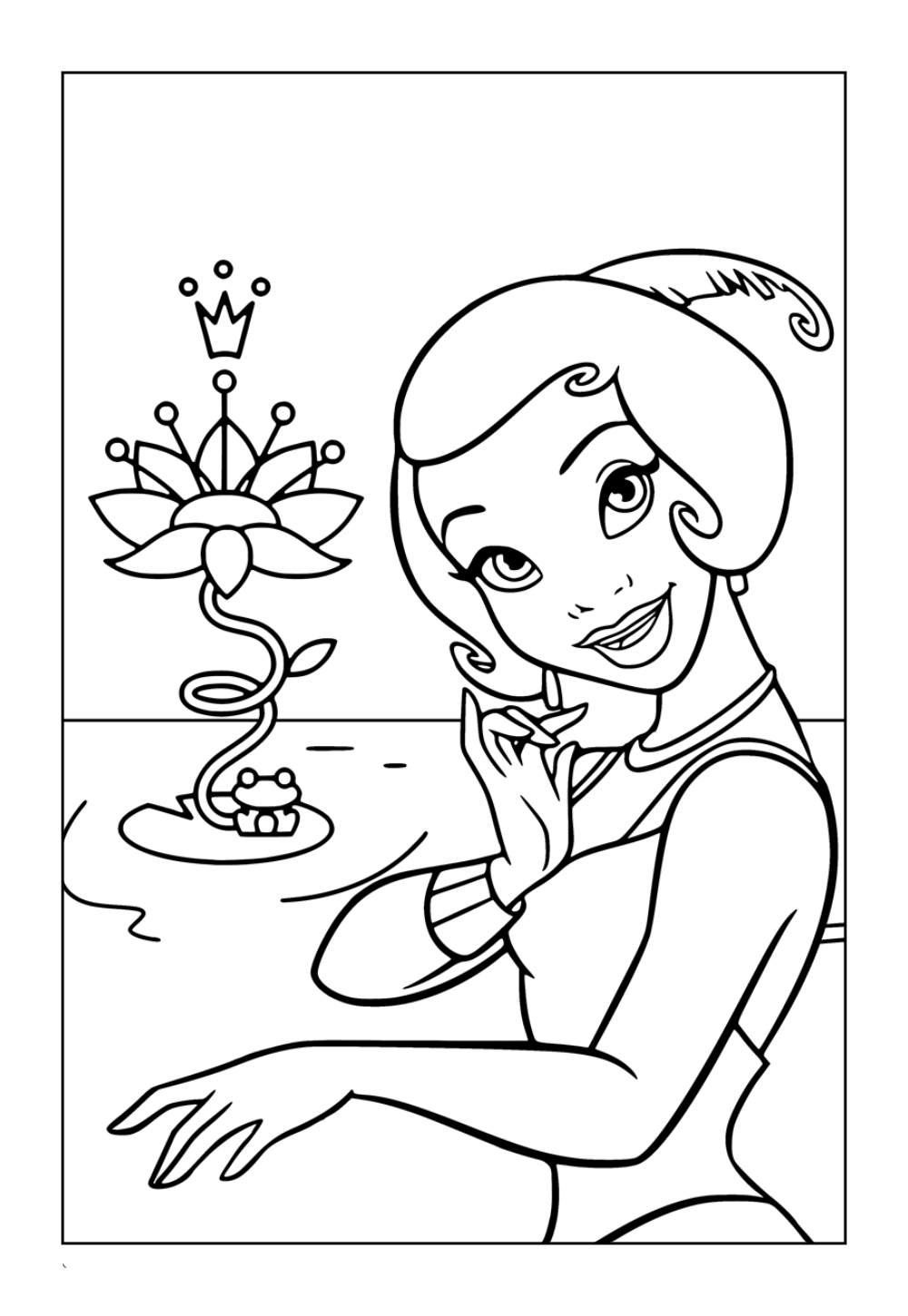 Desenho da Princesa Tiana para pintar