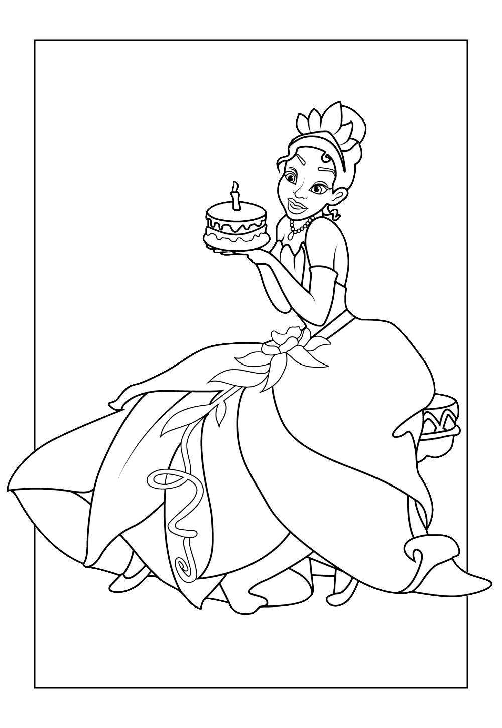 Desenho da Tiana para imprimir
