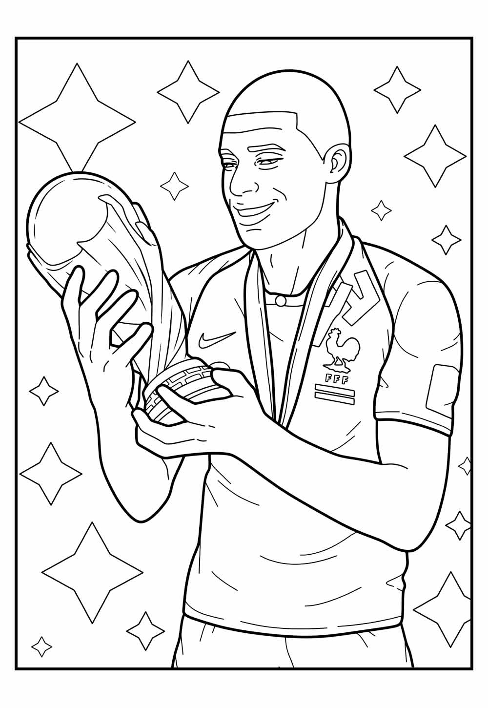 Desenho de Mbappé para colorir
