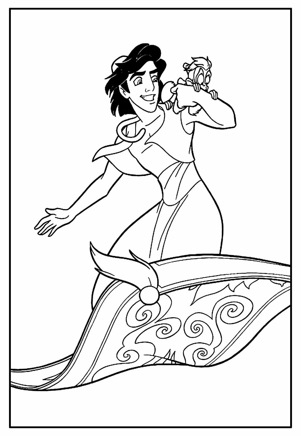 Desenho de Aladim para pintar