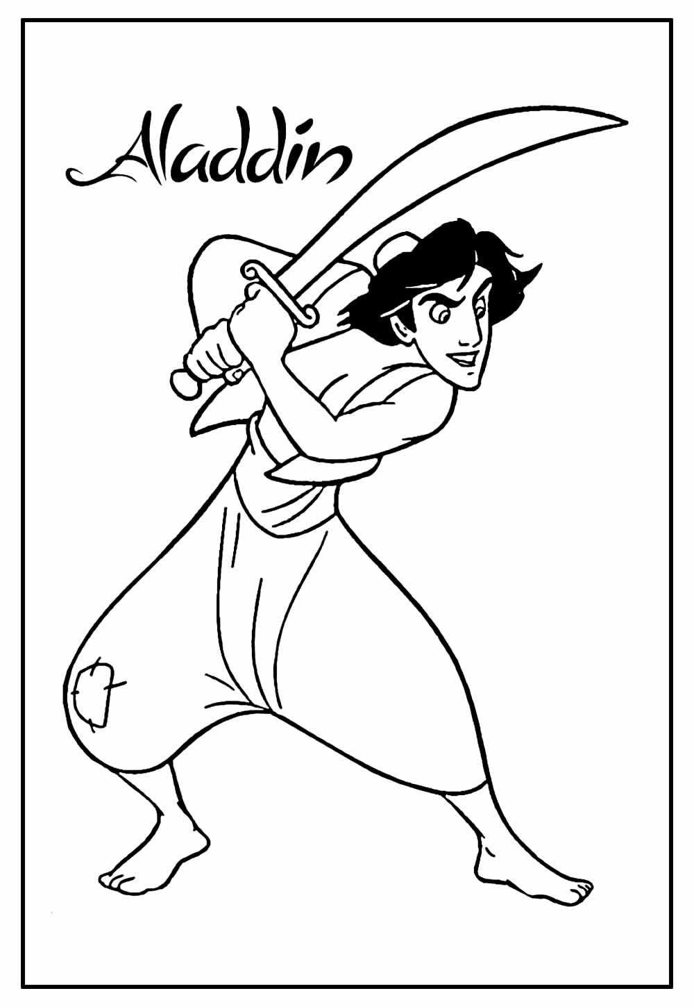 Desenho de Aladim para colorir
