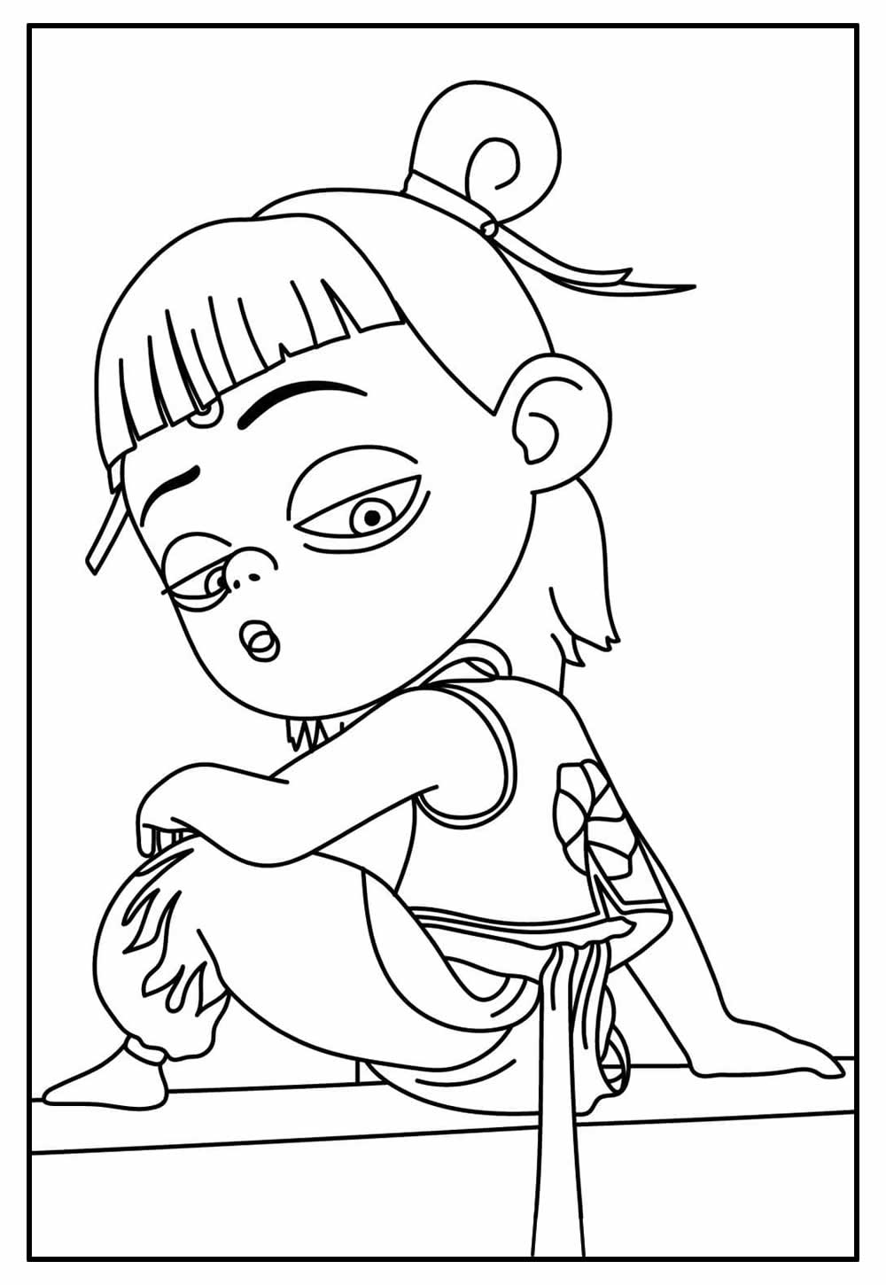 Desenho de Ne Zha para colorir