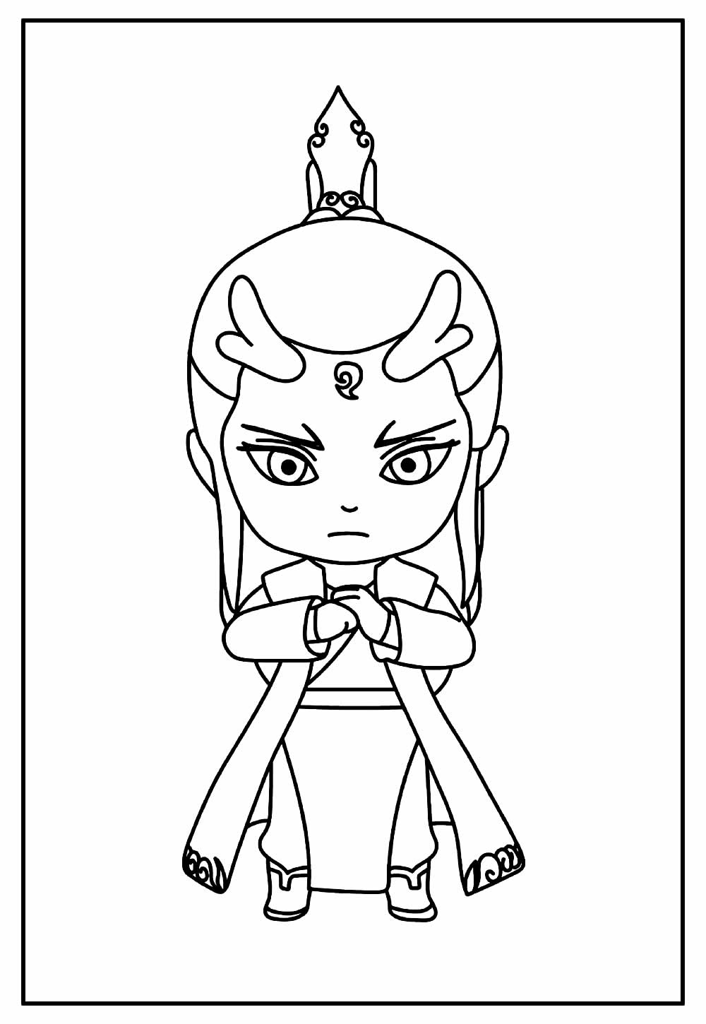 Desenho de Ne Zha para colorir