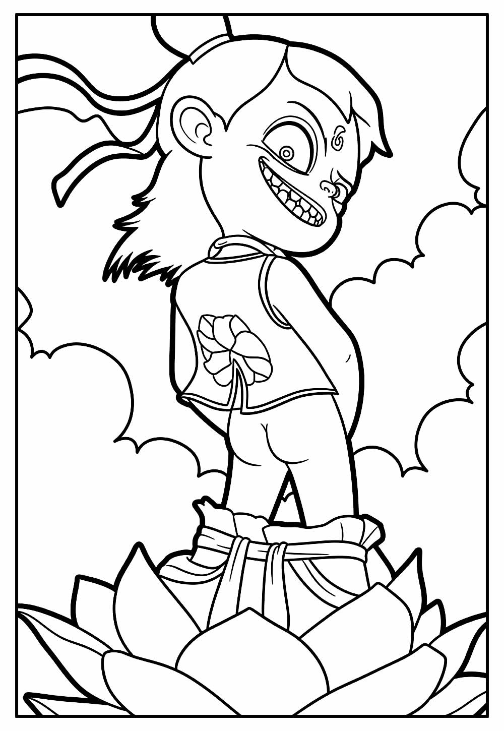 Desenho de Nezha para colorir