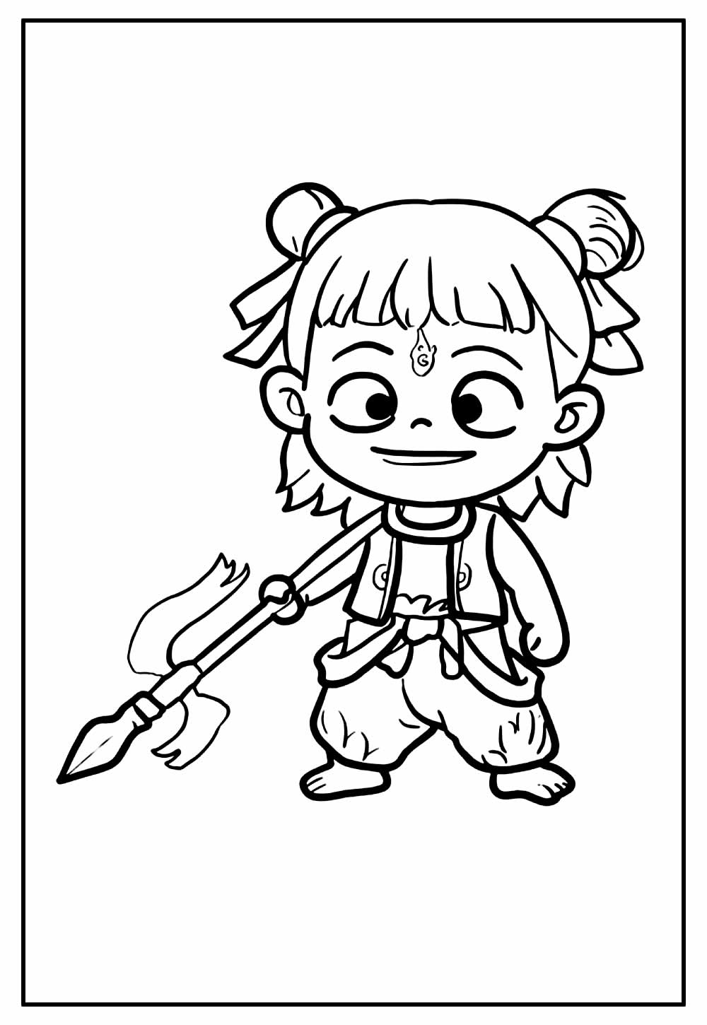 Desenho de Ne Zha para colorir