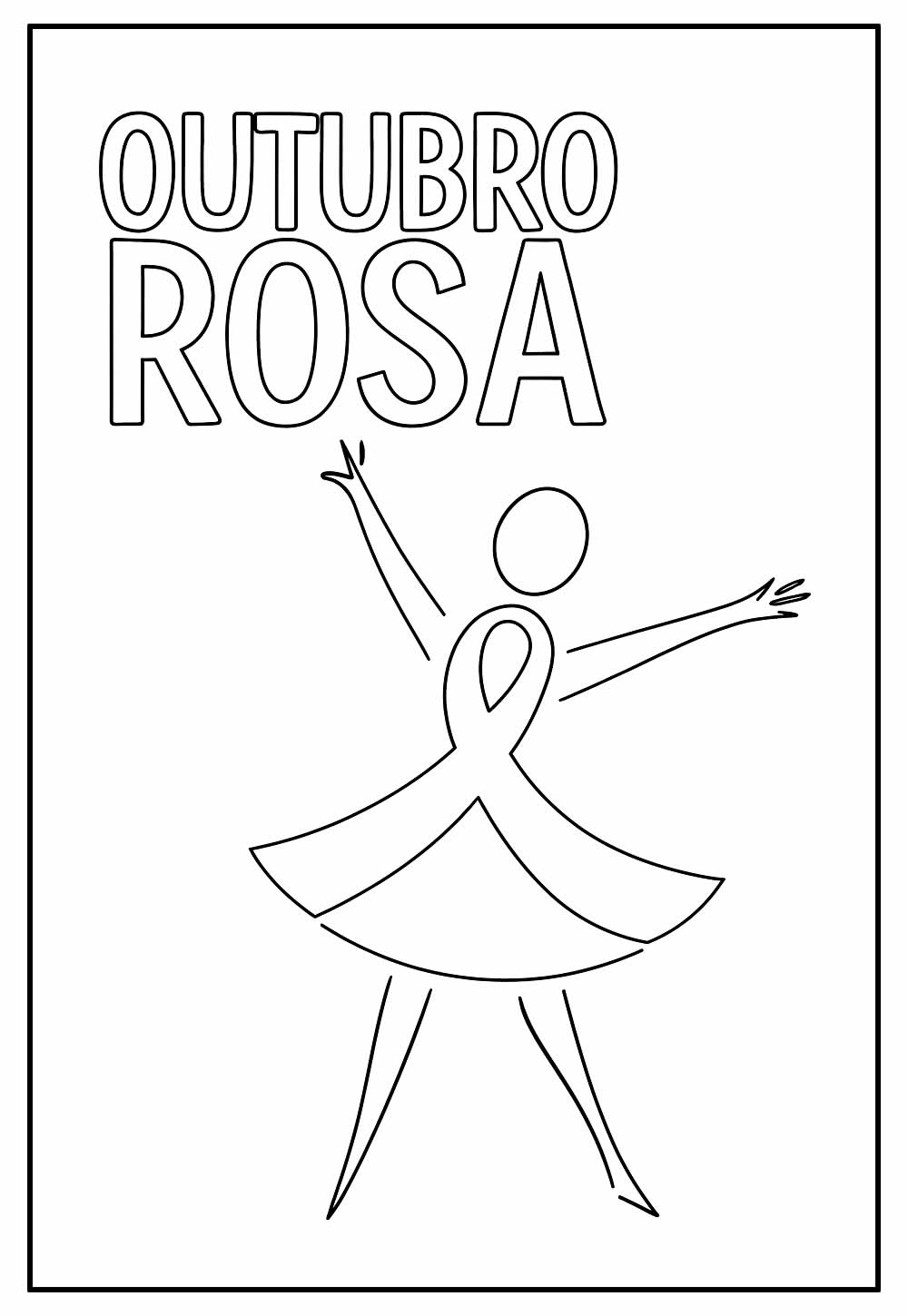 Desenho do Outubro Rosa para colorir