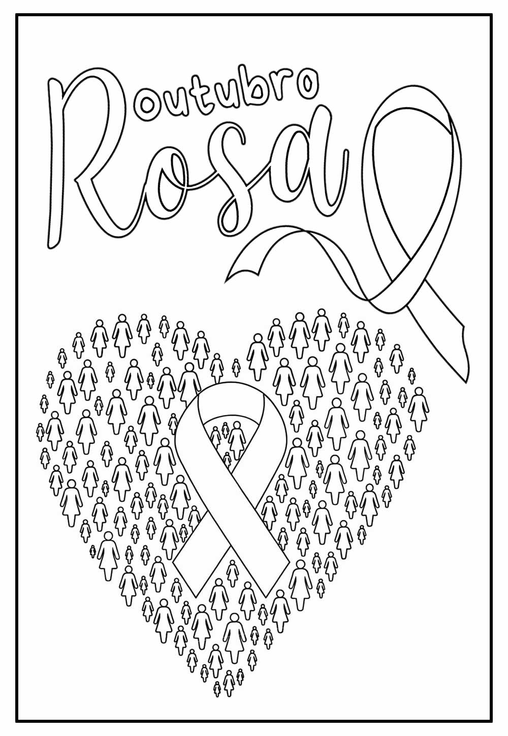 Desenho de Outubro Rosa para colorir