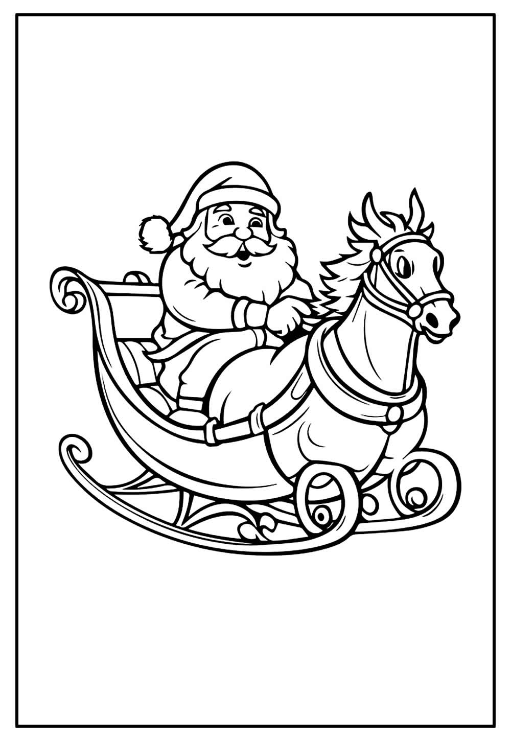 Desenho de Papai Noel com Trenó