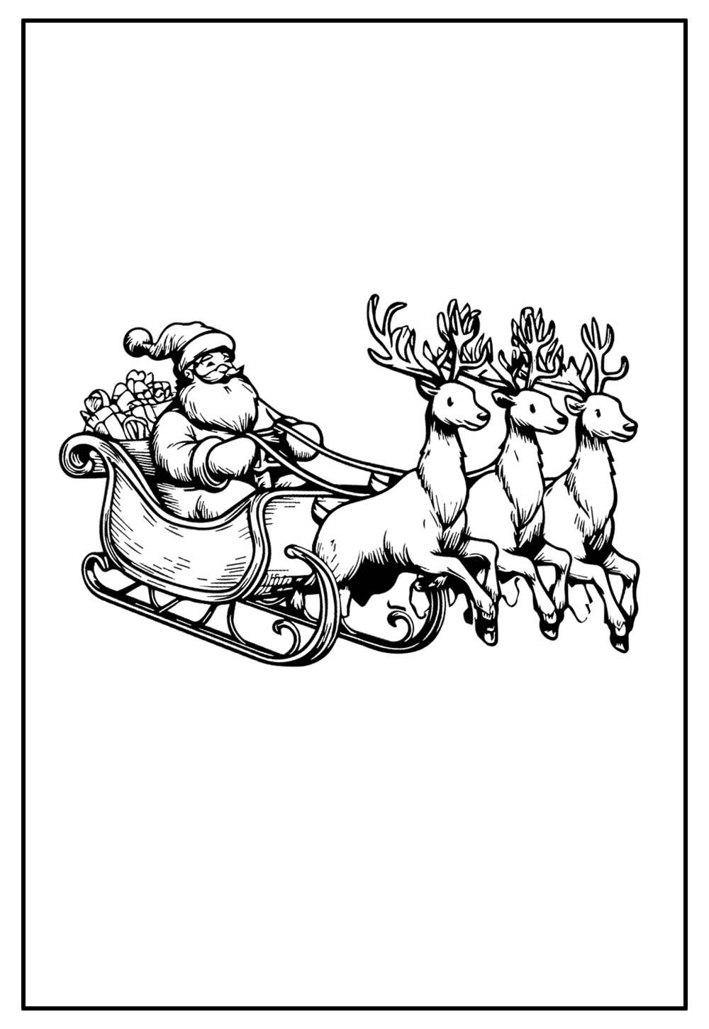 Desenho de Papai Noel com Trenó