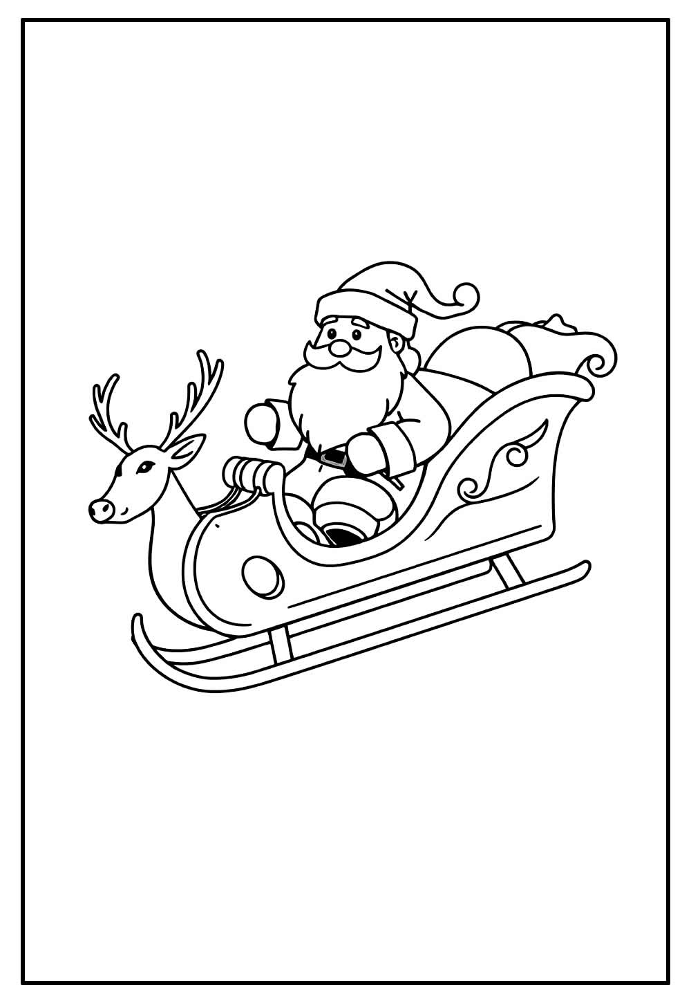 Desenho de Papai Noel com Trenó