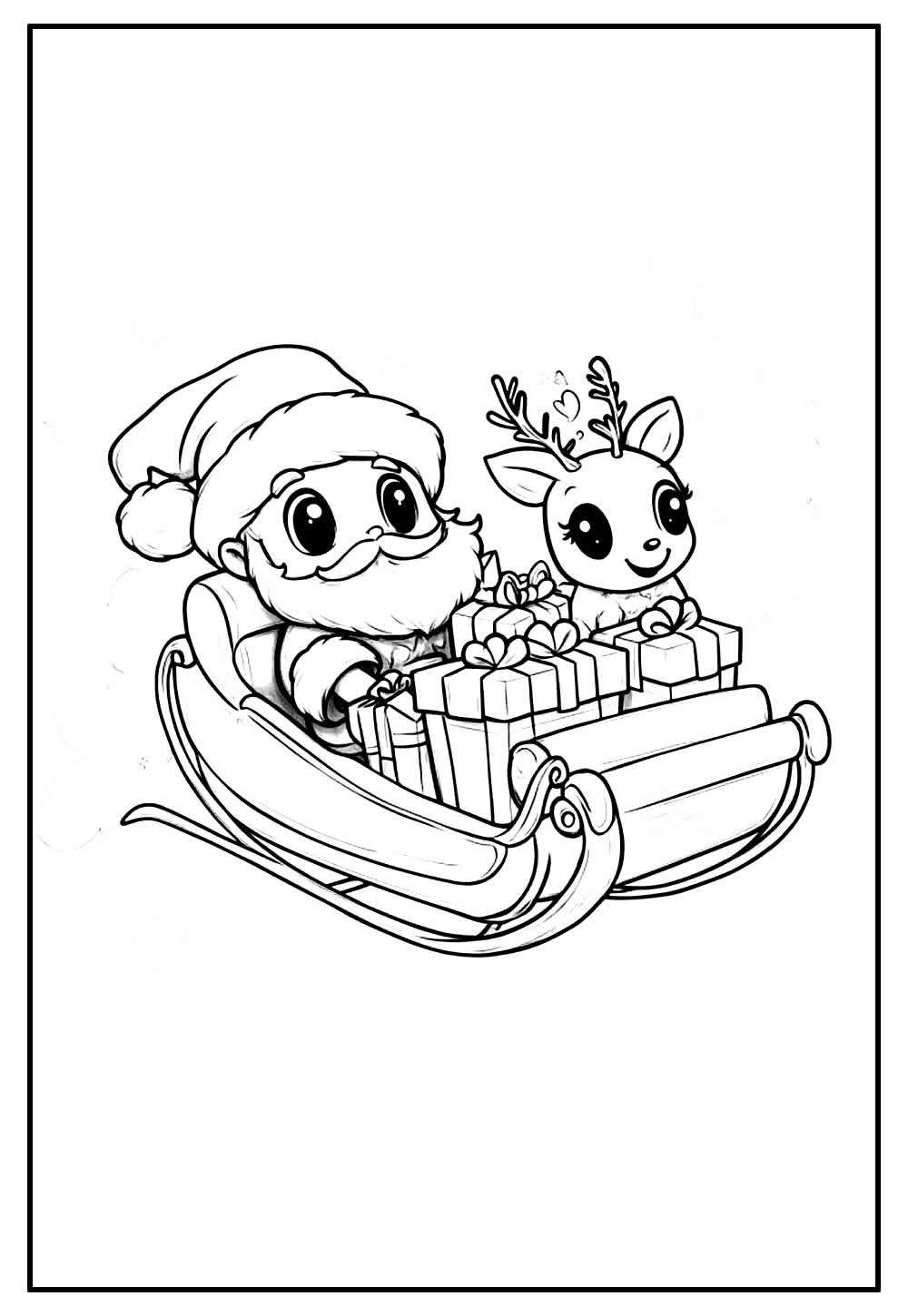 Desenho de Papai Noel com Trenó