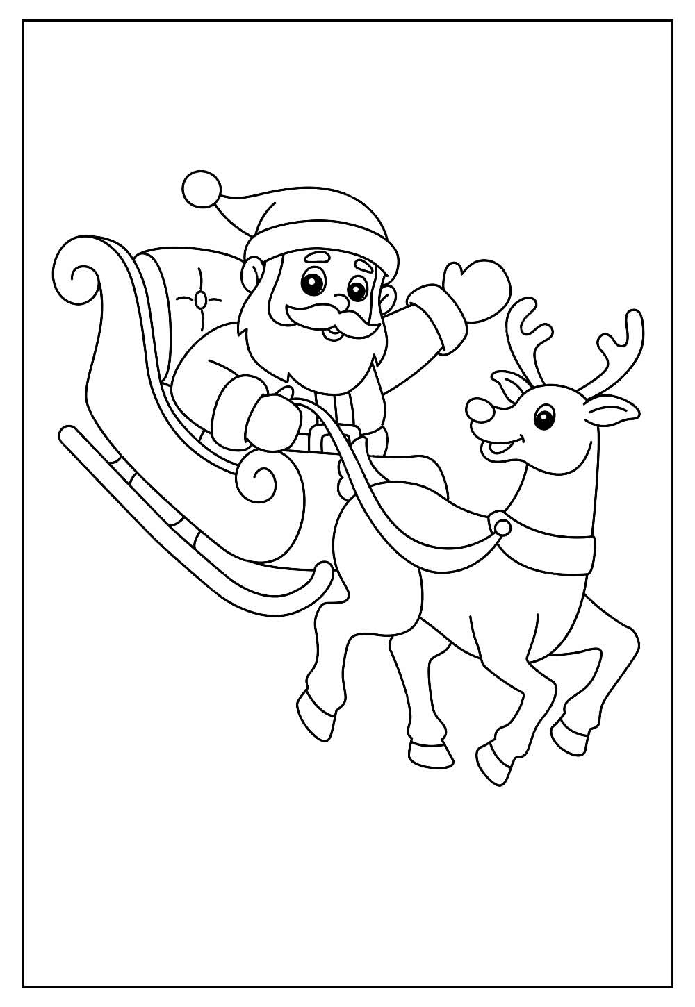 Desenho de Papai Noel com Trenó