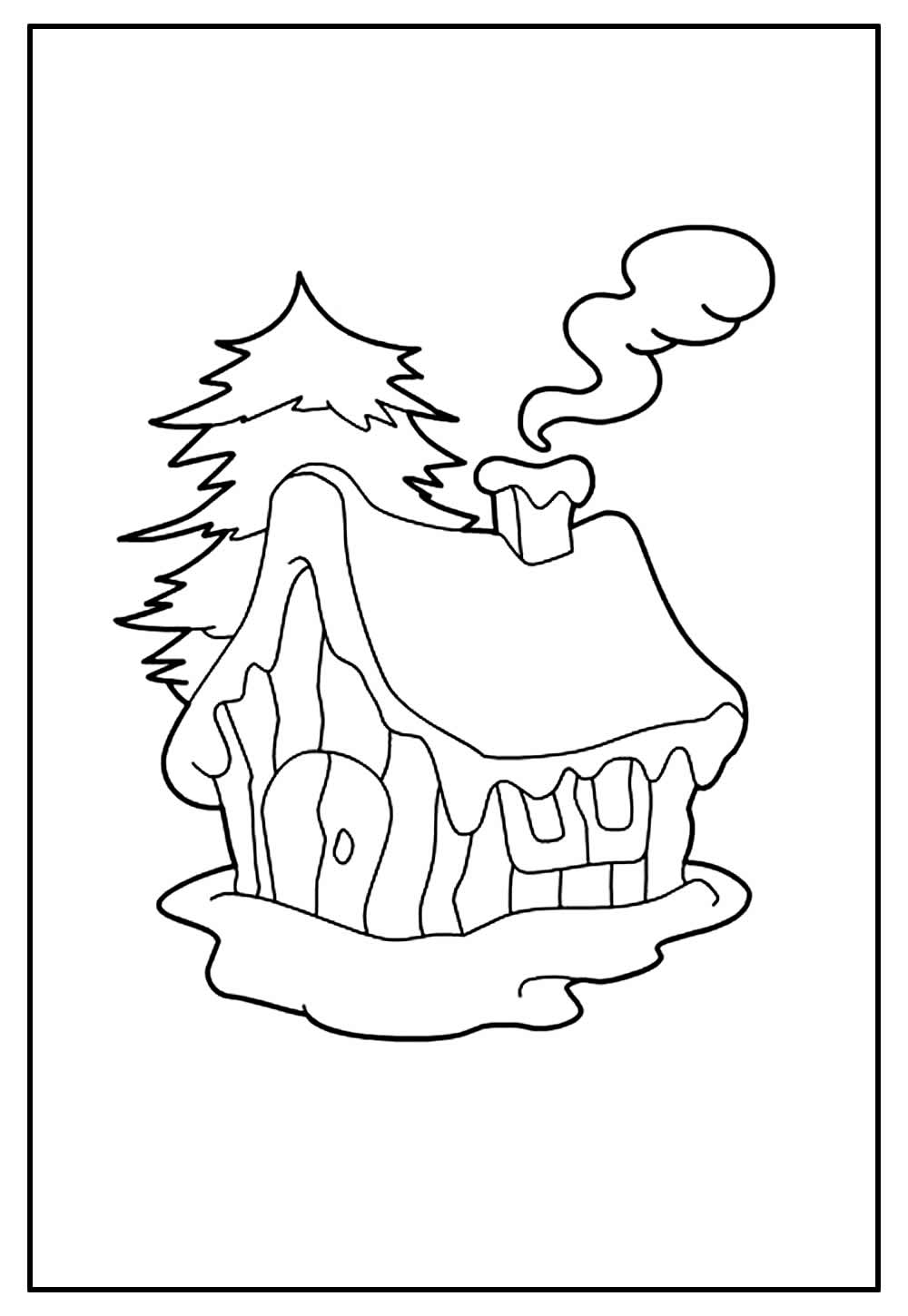 Página para Pintar de Casa do Papai Noel