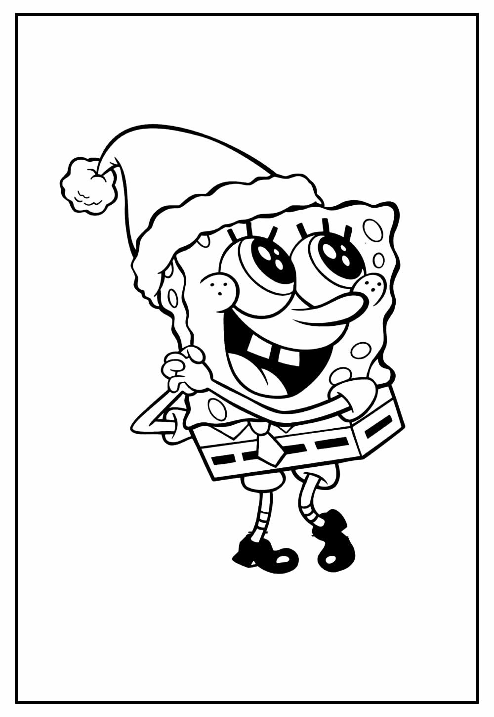 Desenho de Bob Esponja de Natal para colorir