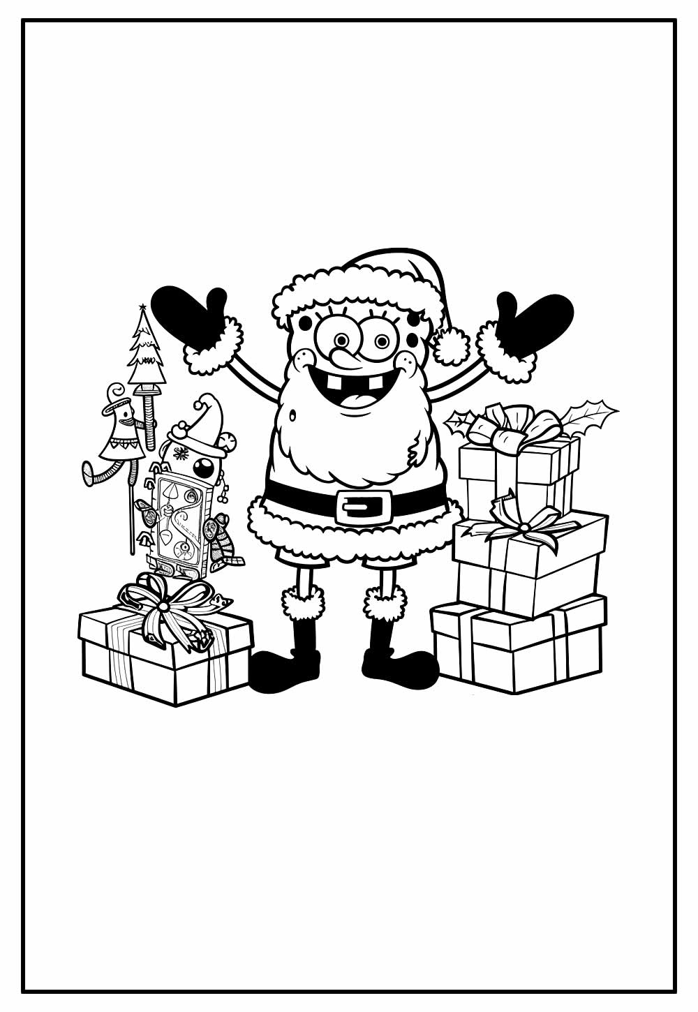 Desenho de Bob Esponja de Natal