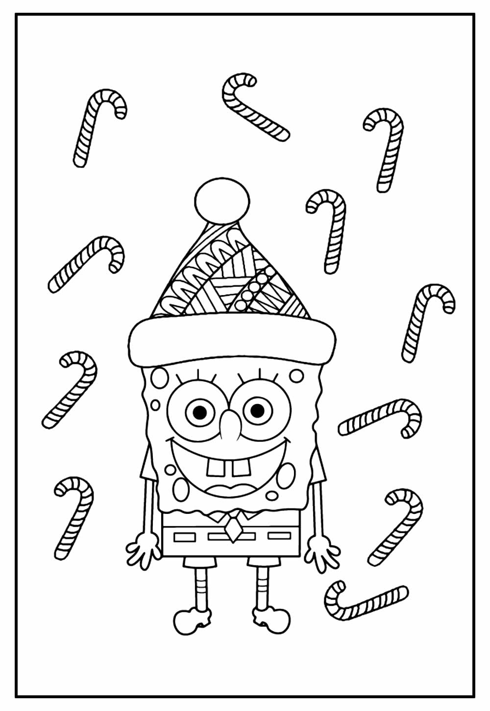 Desenho de Bob Esponja de Natal para imprimir