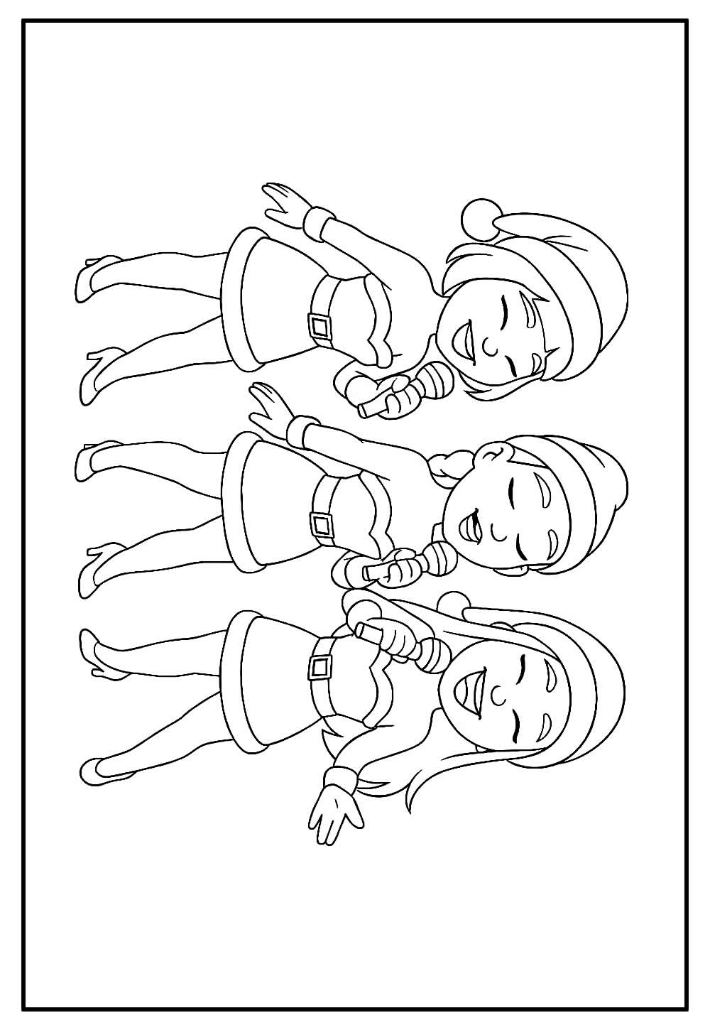 Desenho das Guerreiras do K-Pop de Natal para pintar