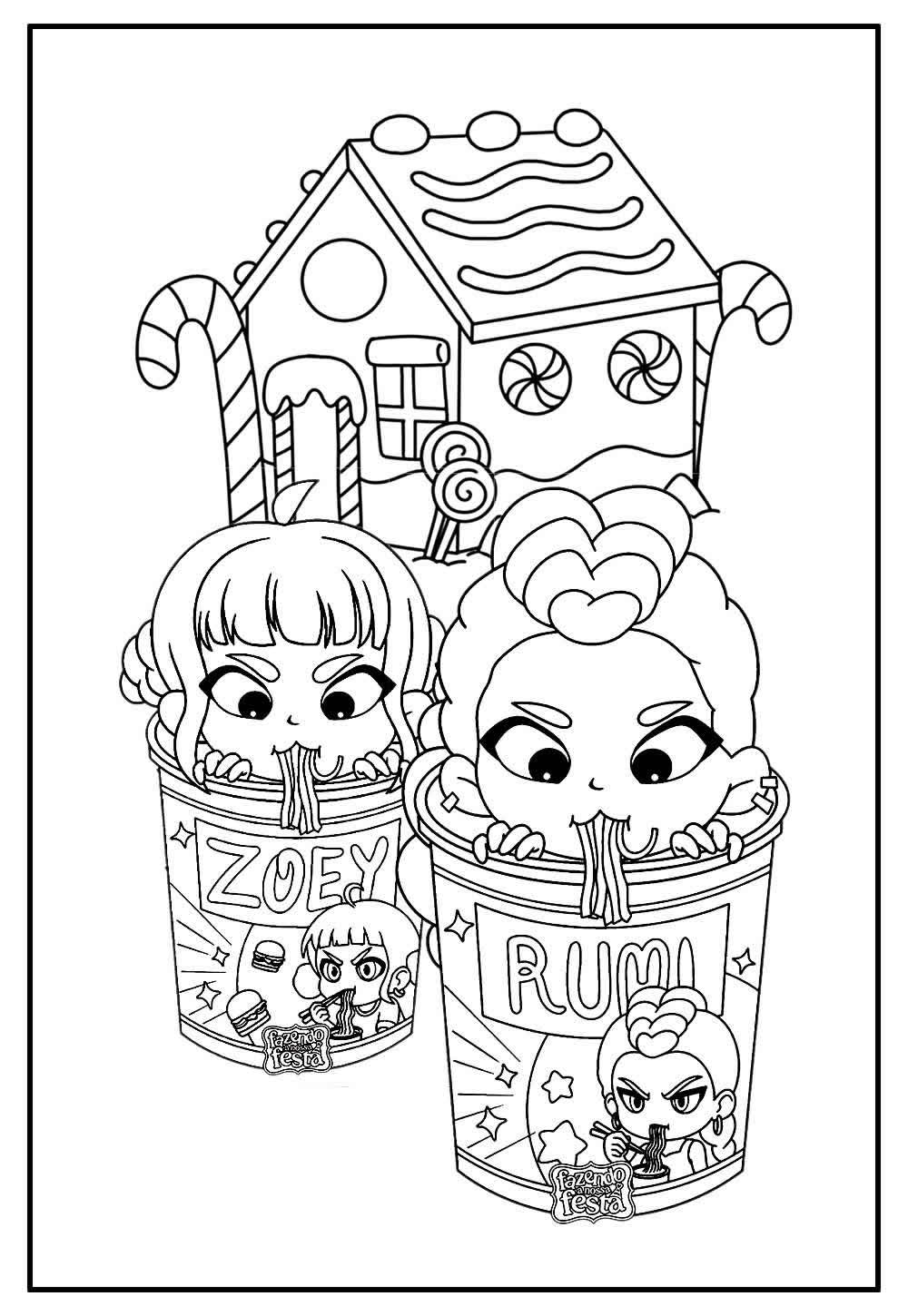 Desenho das Guerreiras do K-Pop de Natal para colorir