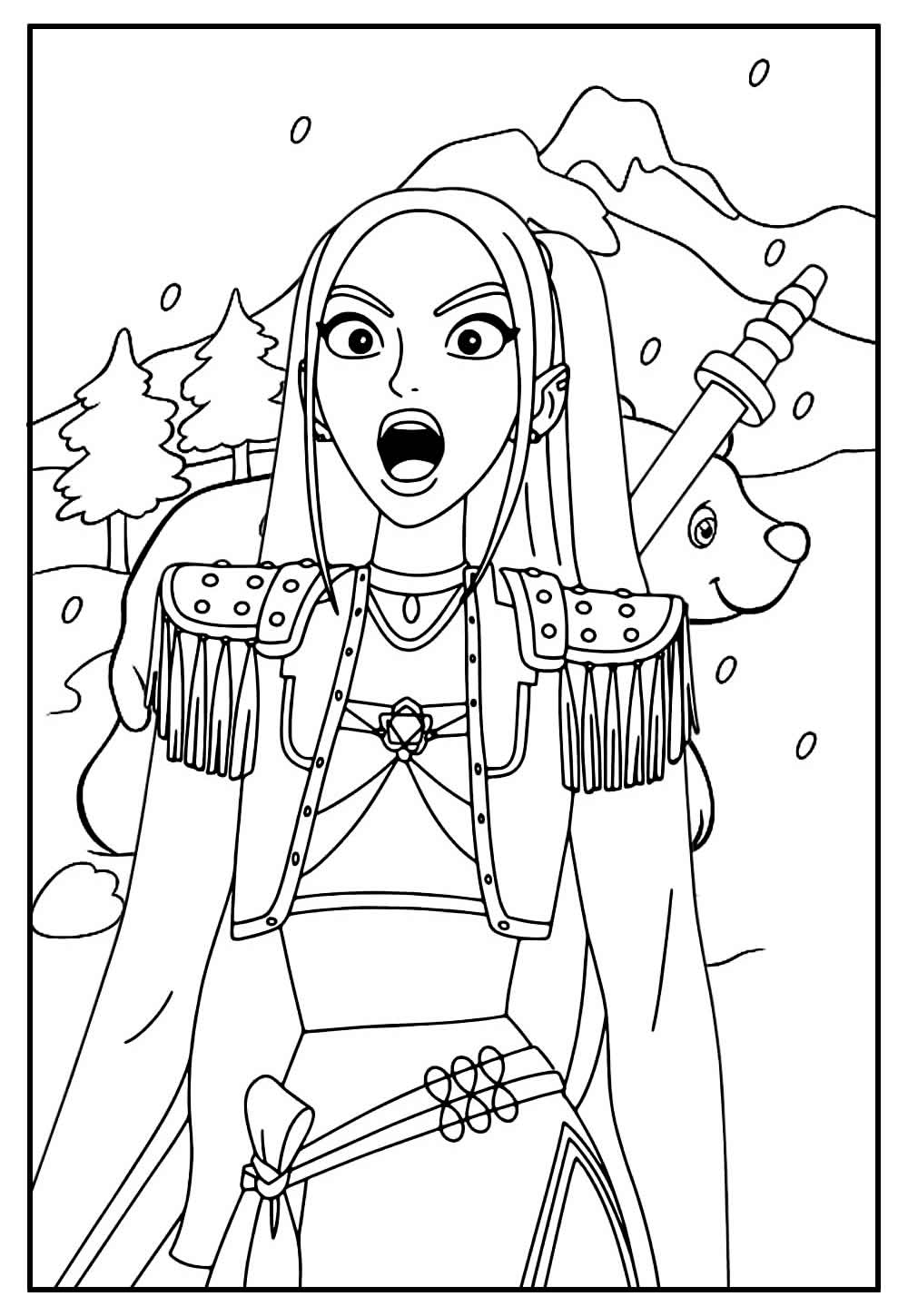 Desenho das Guerreiras do K-Pop de Natal para pintar