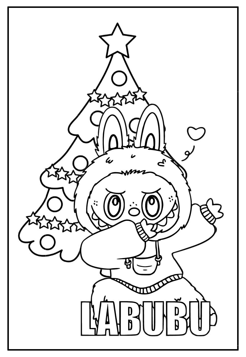 Desenho de Labubu de Natal para colorir