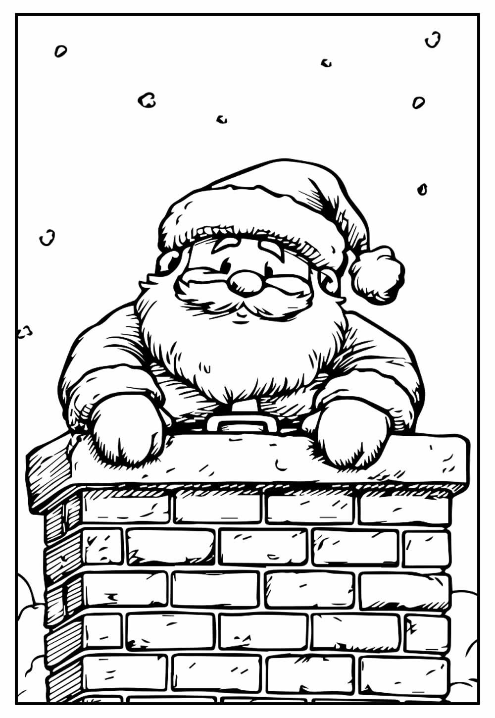 Desenho de Papai Noel na Chaminé