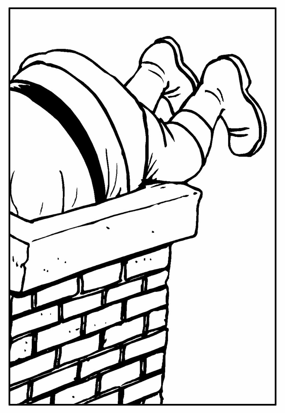 Desenho de Papai Noel na Chaminé