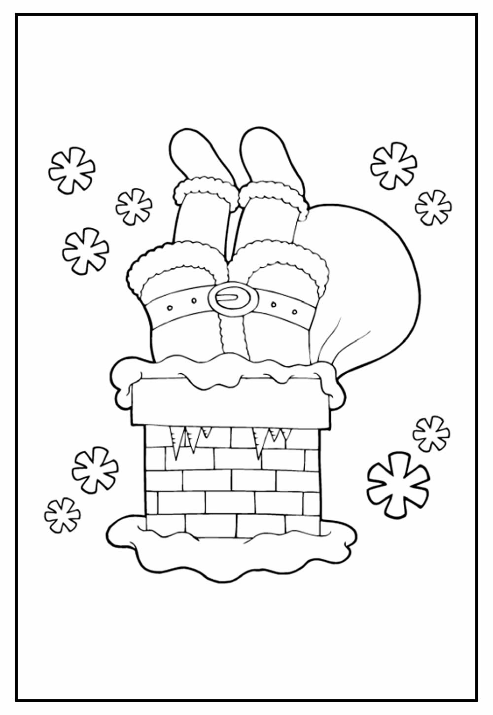 Desenho de Papai Noel na Chaminé para colorir