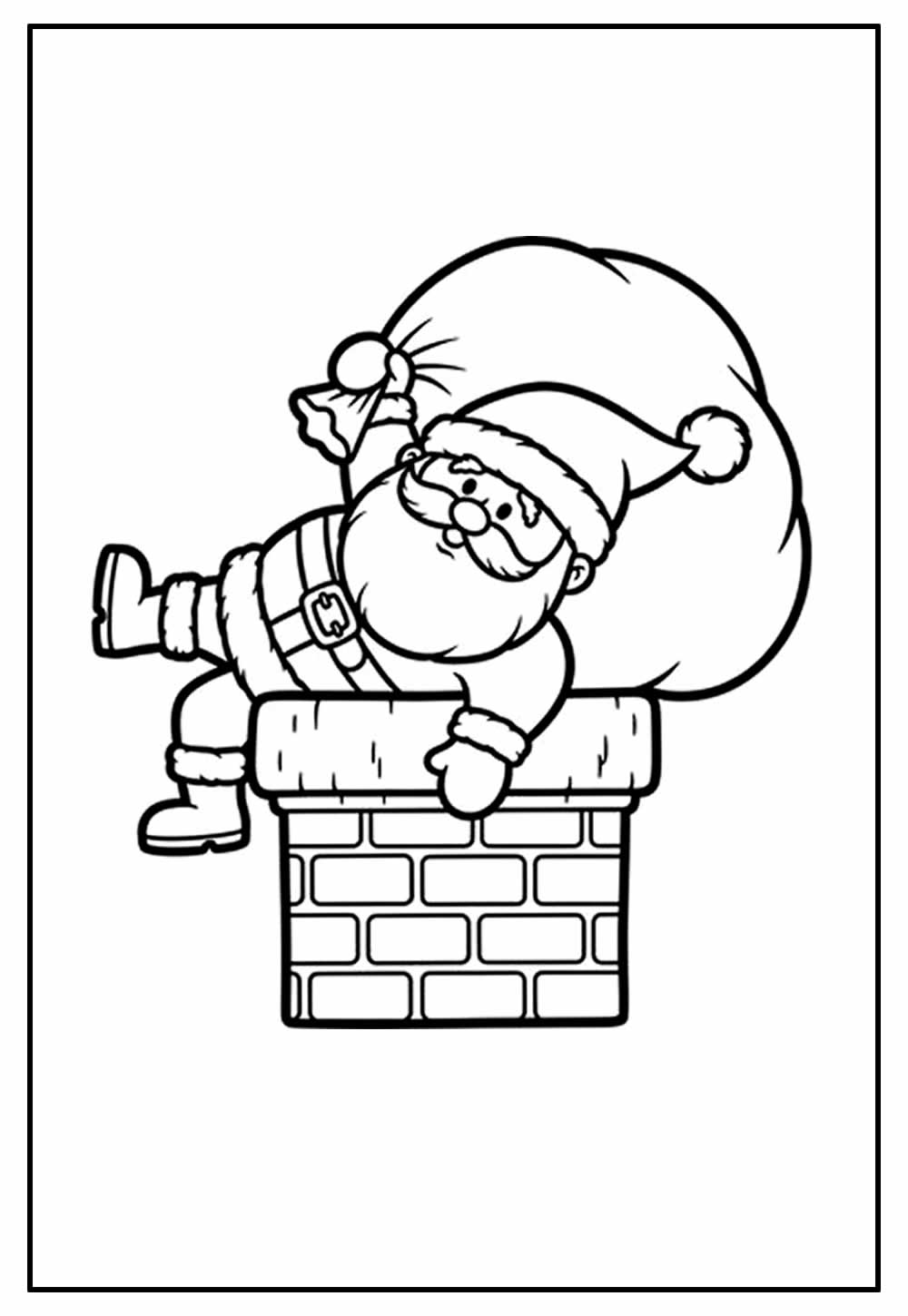 Desenho de Papai Noel na Chaminé