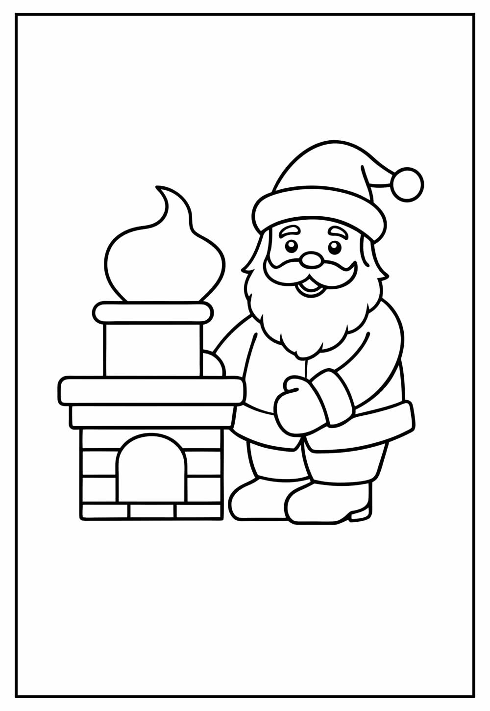 Desenho de Papai Noel na Chaminé para colorir