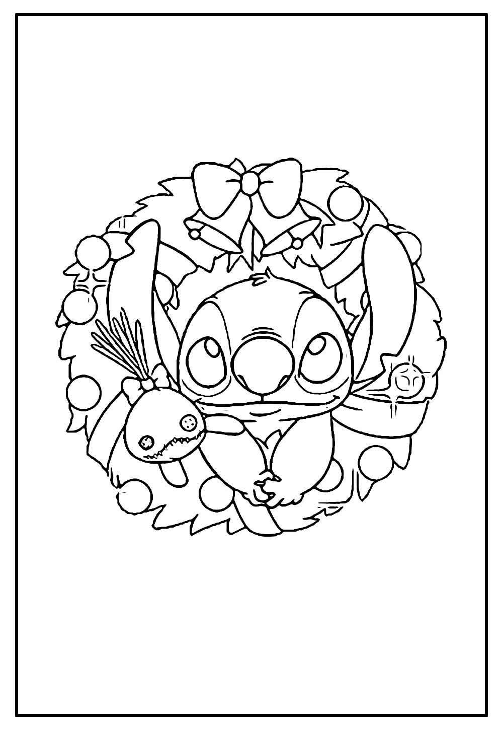 Desenho de Stitch de Natal para pintar