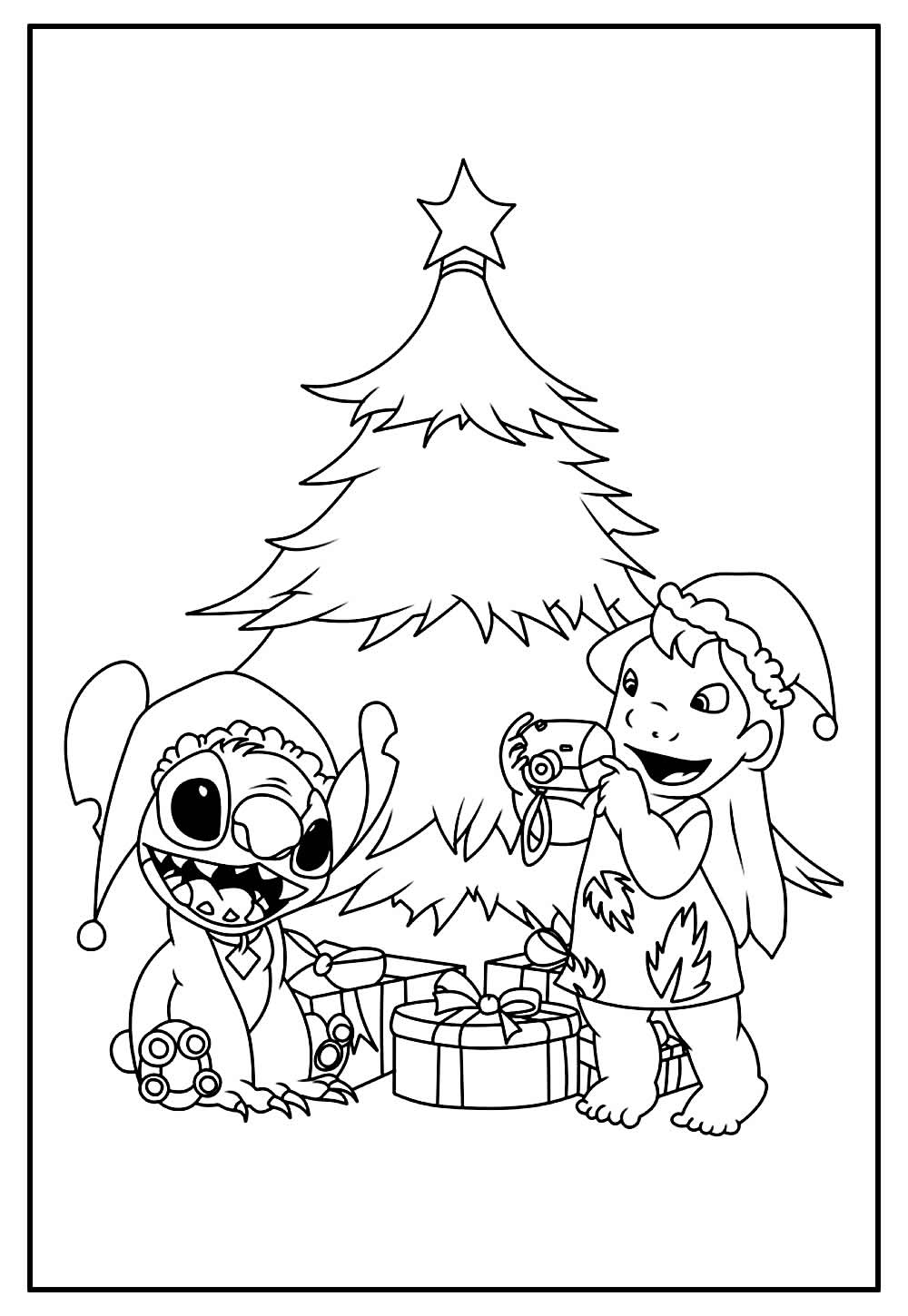 Desenho de Lilo e Stitch de Natal